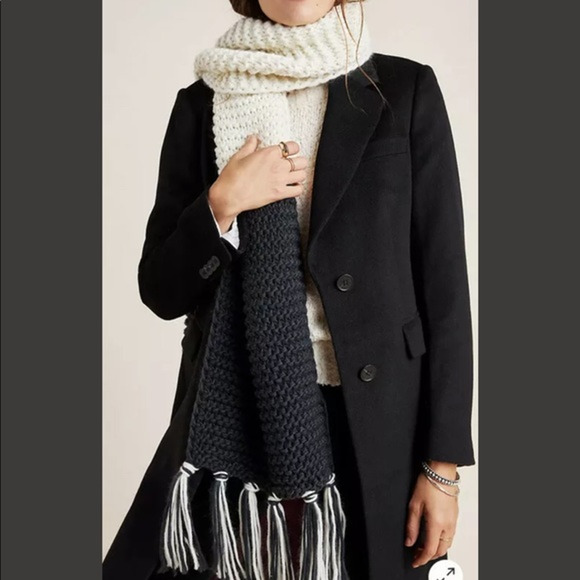 Anthropologie Accessories - Sleeping on Snow Anthropologie Marcella Colorblock Knit Scarf Gray Cream